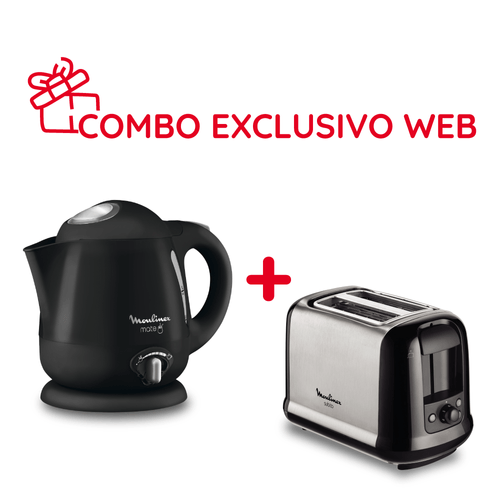 Combo Tostadora Súbito + Pava Eléctrica Mate Negra